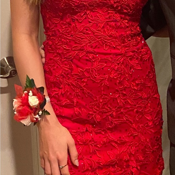 Faviana Scarlet Lace Embellished Dress - Picture 6 of 6